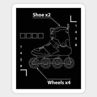 Shoe x2 wheels x4 - Infographic rollerblade Sticker